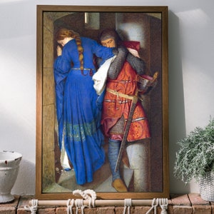 Romantic Medieval Art, The Meeting on the Turret Stairs, Sir Frederic William Burton, High Quality Fine Art Print, Pre-Raphaelite, Knight