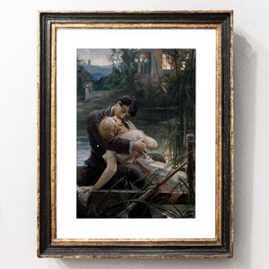 Lovers in the Small Boat aka Demon Love, Maximilian Pirner Art Print, Romantic Antique Art, Moody Sensual Art, Couple Kissing, Vintage Art image 3