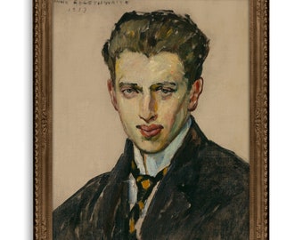 Edwardian Portrait of a Young Man, Impressionist Painting, High Quality Fine Art Print, Male Portrait, Cute Vintage Portrait, Handsome Man