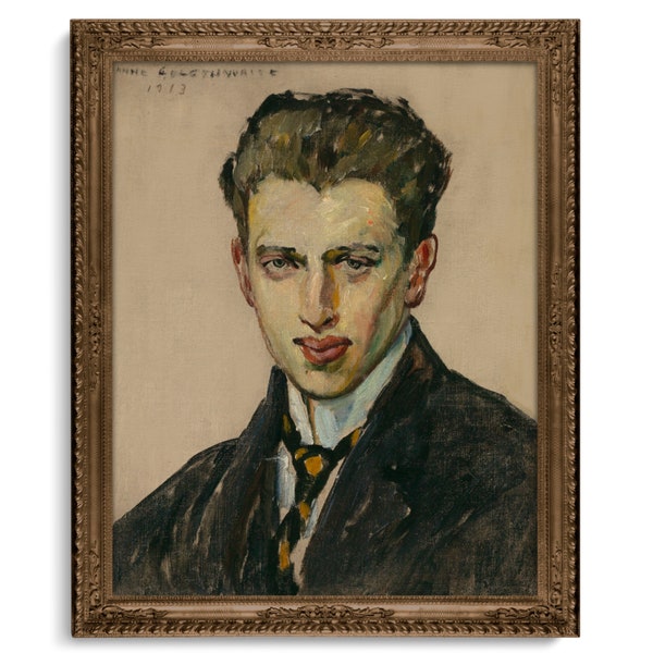 Edwardian Portrait of a Young Man, Impressionist Painting, High Quality Fine Art Print, Male Portrait, Cute Vintage Portrait, Handsome Man