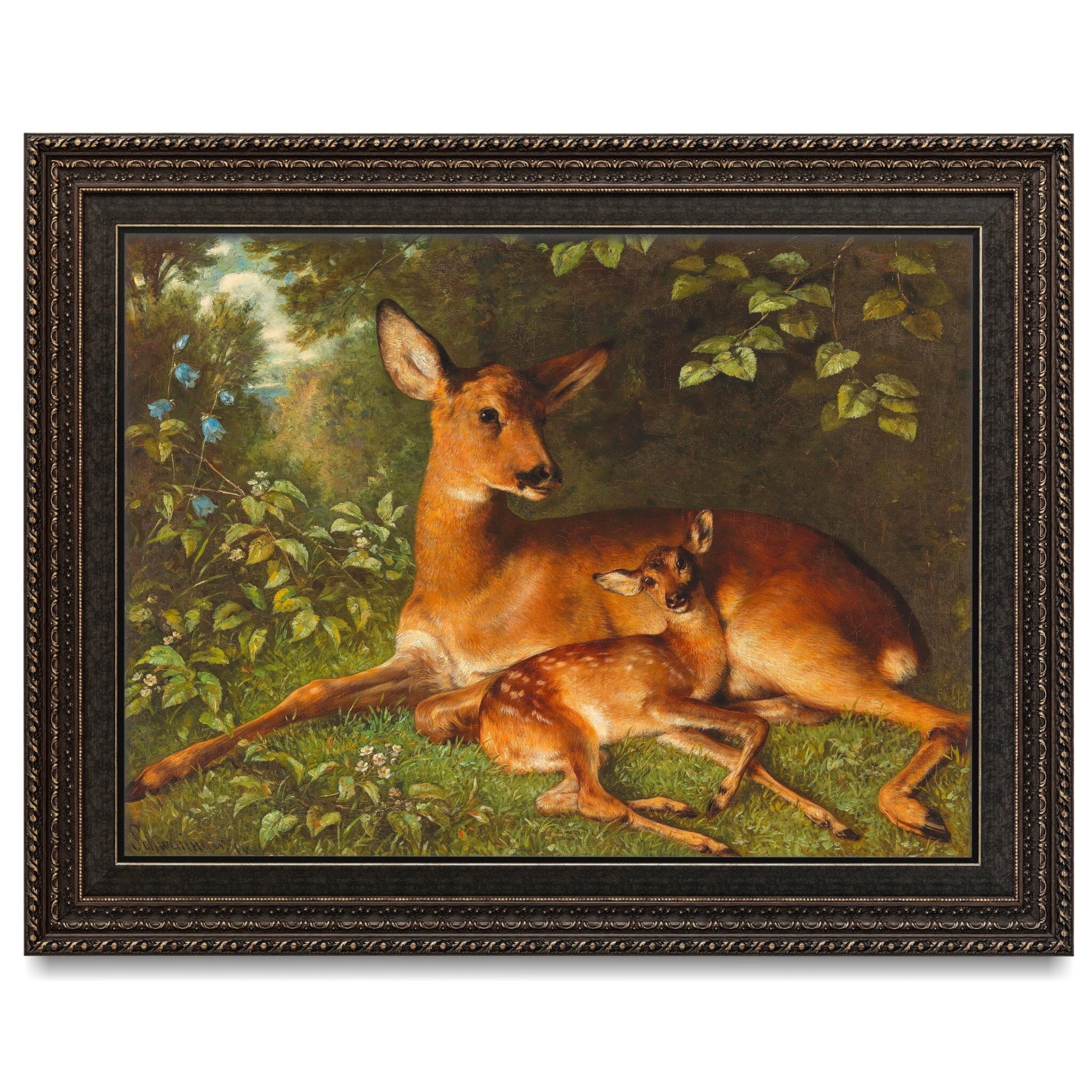 Doe and Fawn in the Forest, Antique Artwork, Deer Painting, High Quality Art  Print, Woodland Animals, Wilderness Painting, Carl Schweninger - Etsy