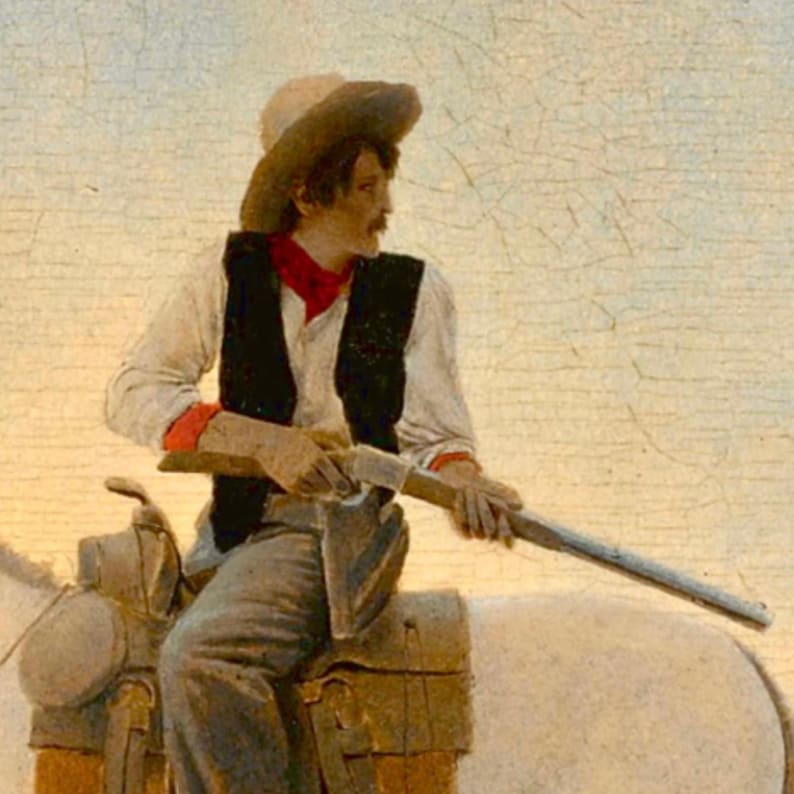 The Outlaw, Maxfield Parrish Print, Reproduction Antique Illustration, Art Nouveau, Vintage Cowboy Art, White Horse, Antique Western Art 画像 5