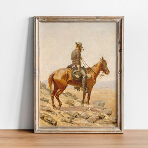 The Lookout, Frederic Remington, High Quality Fine Art Print, Cowboys and Horses Vintage Southwest, Antique Western Art, Western Army
