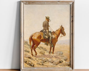 The Lookout, Frederic Remington, High Quality Fine Art Print, Cowboys and Horses Vintage Southwest, Antique Western Art, Western Army