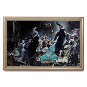 The Souls on the Banks of Acheron, 19th Century Dark Gothic Macabre Art, Adolf Hiremy-Hirschl, Mercury Transporting Souls in the Afterlife