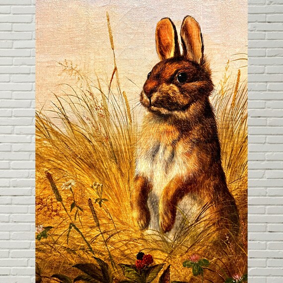 19th Century Rabbit Art Print, Wild Rabbit, Brown Rabbit Painting