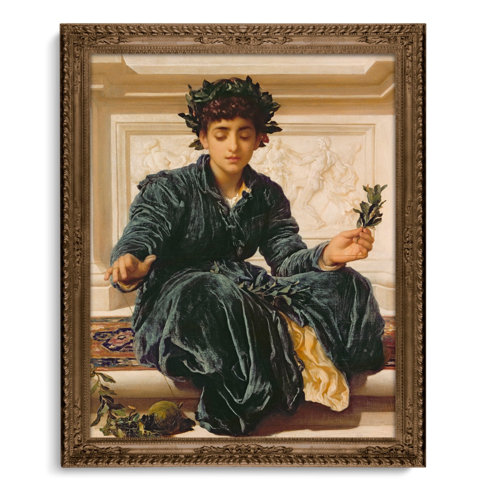 Boy Weaving Laurel Wreath, Frederic Leighton, High Quality Art Print ...