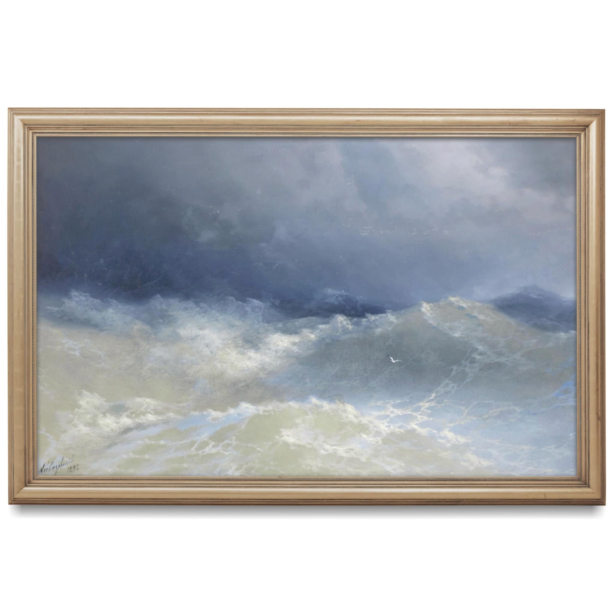 Ocean Waves with Seagull, Antique Seascape, Stormy Sea Painting, Antique Art, High Quality Art Print, Ocean Wave Painting, Ivan Aivazovsky