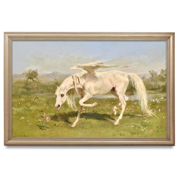 Pegasus Painting Art Print, Mythical Wall Art, Rosa Bonheur, White Horse, White Pegasus, Mythical Art Print, Whimsical Decor, 19th Century