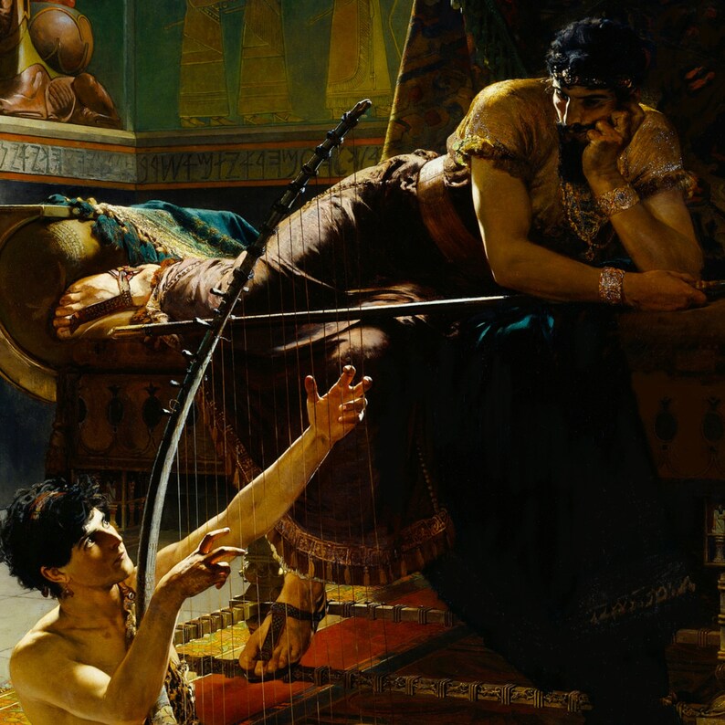 David And Saul Fine Art Print Julius Kronberg Painting Dark Moody David And Saul Fine Art Print Julius Kronberg Painting Dark Moody