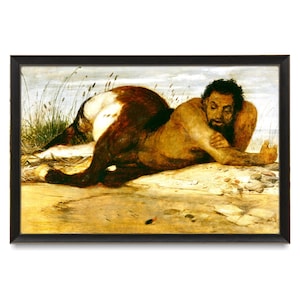 Centaur Watching Fish, 19th Century Centaur Mythology Painting Art Print, Arnold Bocklin, Centaur Wall Art, Satyr Centaur Greek Roman Art