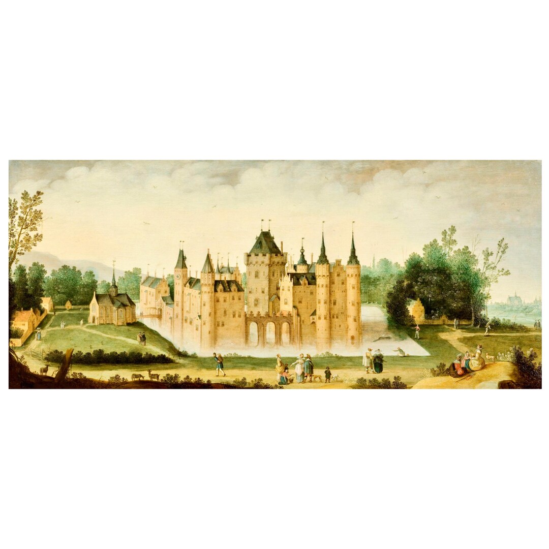 Castile Renaissance Renaissance Castle Painting Art Print, 1600s Painting, Medieval Castle ...