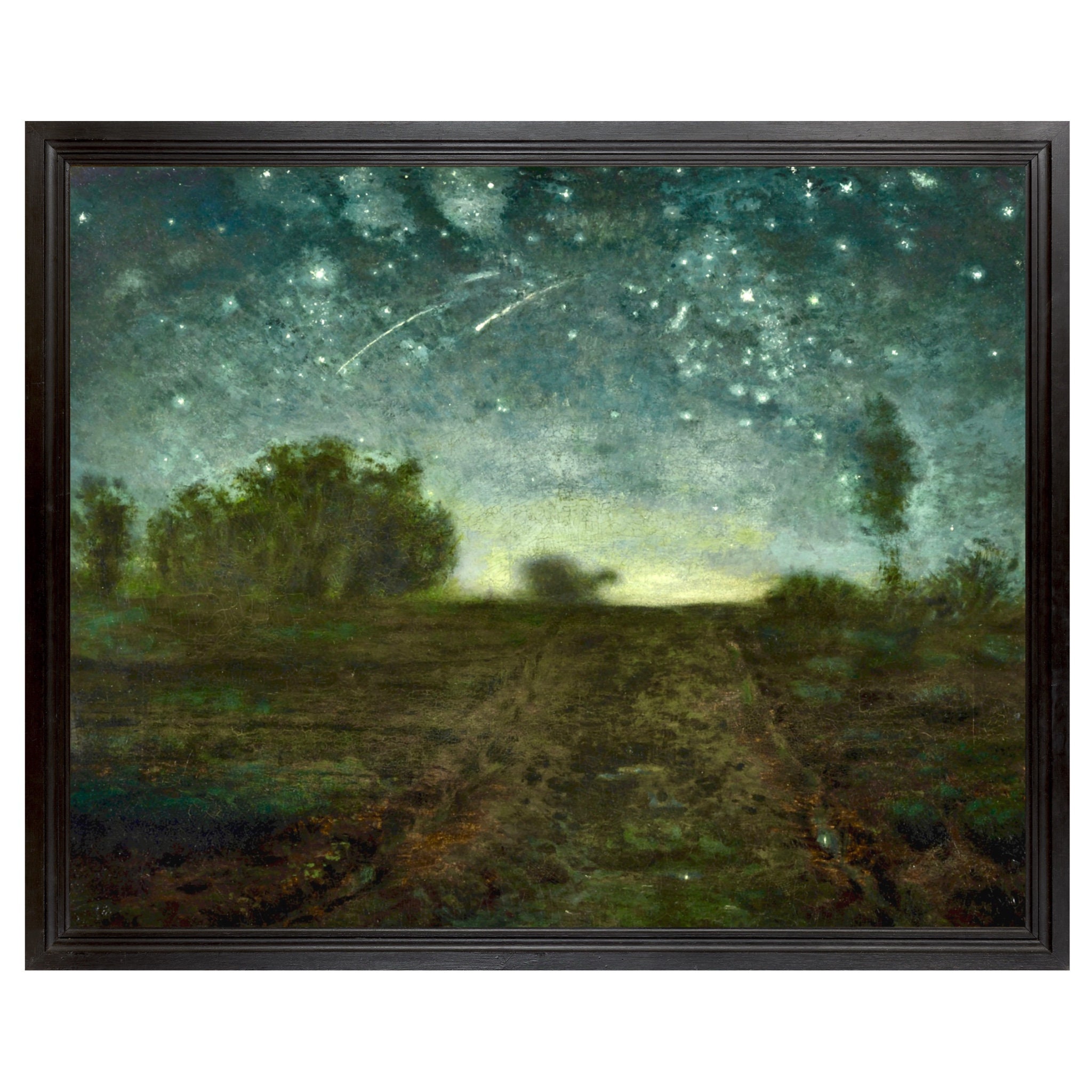 Night Landscape With Starry Sky and Shooting Stars, 19th Century ...