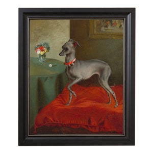 Lámina artística de galgo italiano, arte antiguo del siglo XIX, arte canino antiguo, lámina artística de alta calidad, arte canino victoriano, galgo italiano, rojo imagen 2