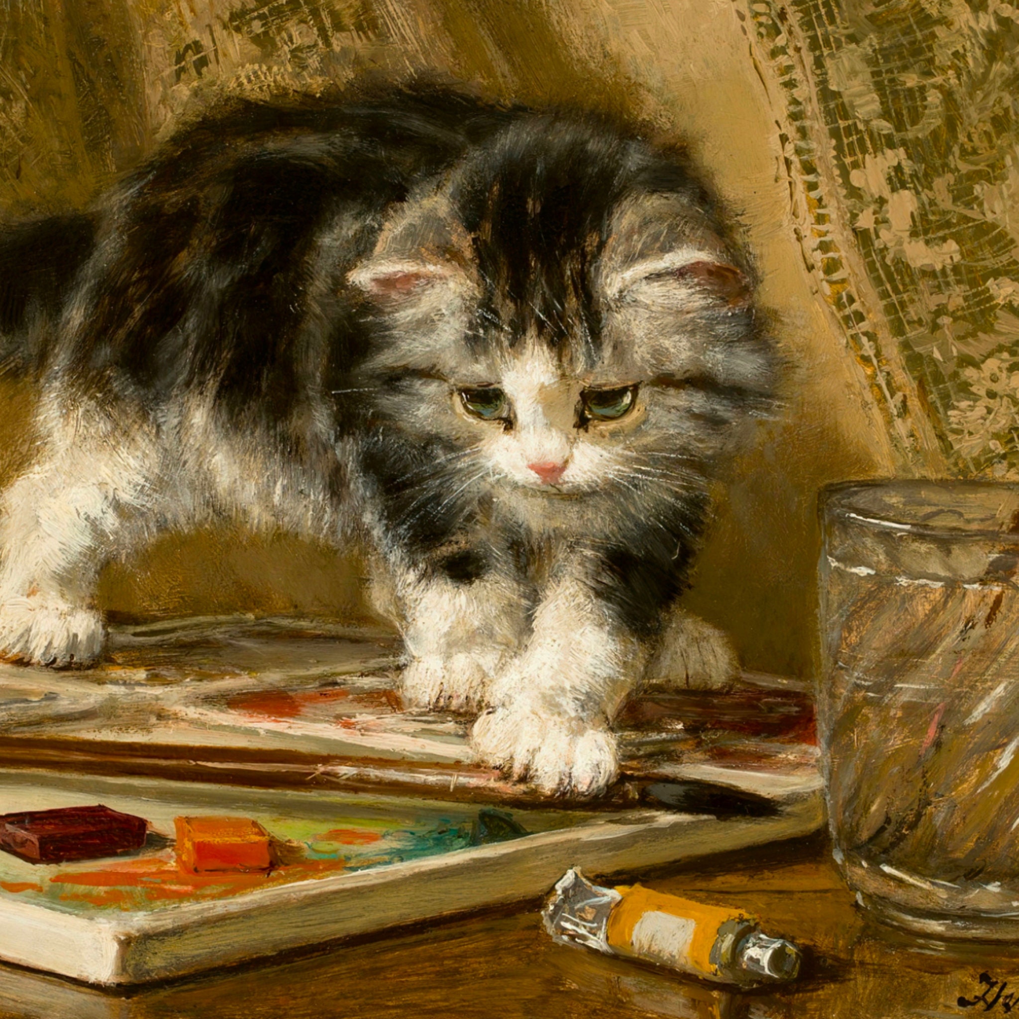 Kitten Art Print, Henriette Ronner-knip, the Young Artist, Funny Cat ...