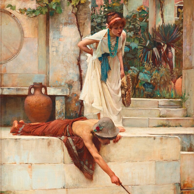 The Rescue, John William Waterhouse Painting, Pre Raphaelite, Art Nouveau, High Quality Art Print, Greek or Roman Scene, Romantic Art 画像 5