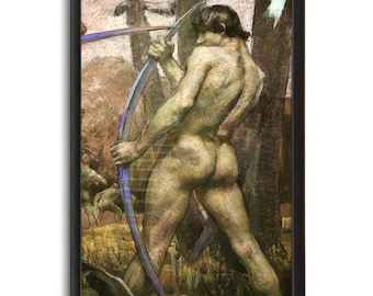The Archer, Moody Classical Nude Male Art, Antique Male Nude Painting Art Print, 19th Century, Naked Man from Behind, Gay Art, Bedroom Art