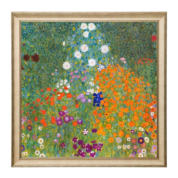 Cottage Garden, Gustav Klimt, High Quality Fine Art Print, Rich Bright Colors, Jewel Tones, Colorful Abstract Floral Painting