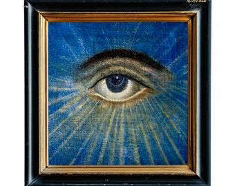 The Eye of Providence, All-Seeing Eye, Eye of God, Masonic Symbol, 18th Century Art, William Preston, Square, Royal Blue Fine Art Print