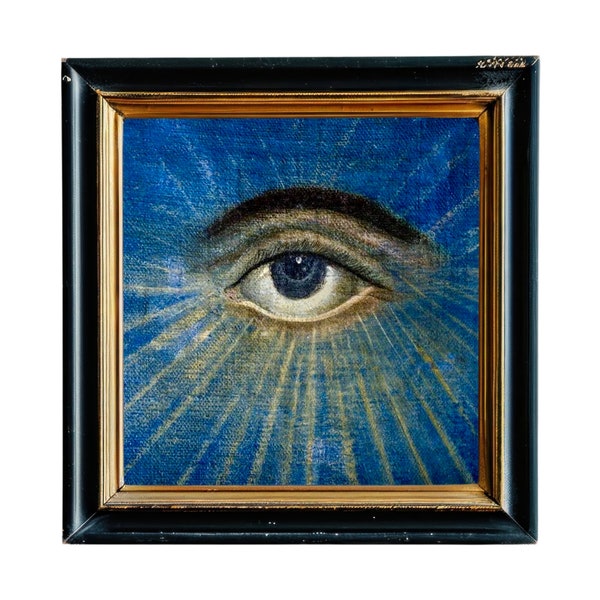 The Eye of Providence, All-Seeing Eye, Eye of God, Masonic Symbol, 18th Century Art, William Preston, Square, Royal Blue Fine Art Print