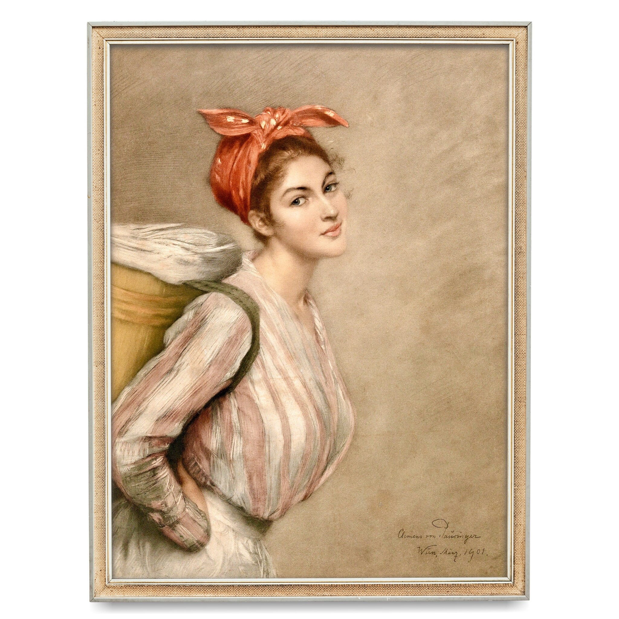Sassy Vintage Girl With Bandana, Washer Girl, Antique Portrait