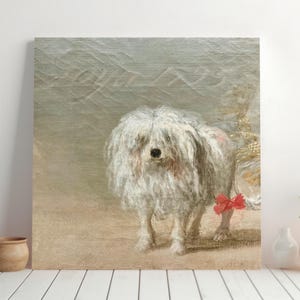Antique Little White Dog Art, Maltese or Bijon Frise, 18th Century Painting Art Print, Francisco Goya, Cute Antique Dog Art, Dog Art Print