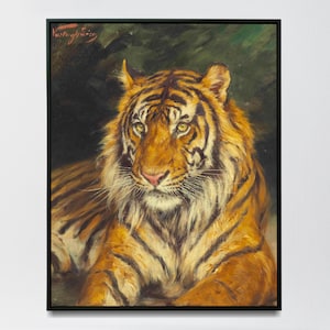 Realistic Tiger Painting, Vintage Tiger Art,  High Quality Fine Art Print, Geza Vastagh, Big Cat, Wild Cat Art, Tiger Oil Painting