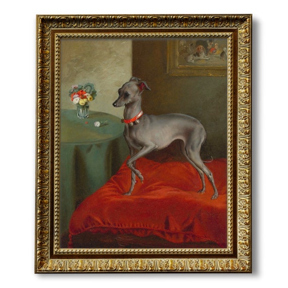 Italian Greyhound Art Print, Antique 19th Century Art, Antique Dog Art, High Quality Art Print, Victorian Dog Art, Italian Greyhound, Red