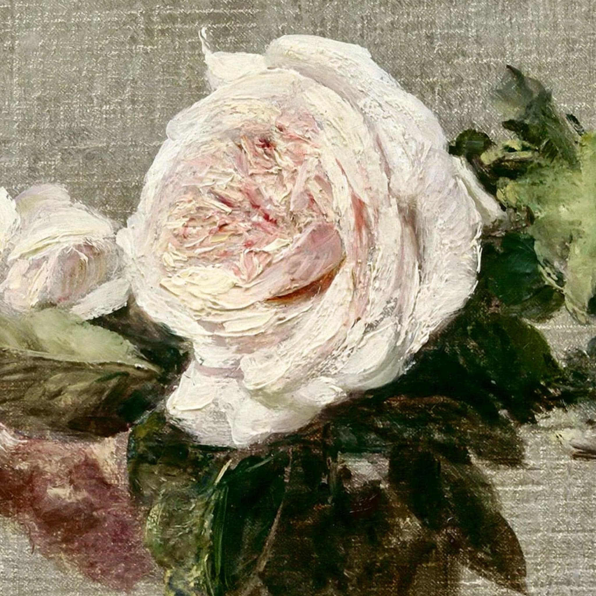 Pale Pink Roses in a Glass Vase, Still Life Painting Art Print, Antique ...