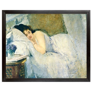 Awaking Girl, Victorian Painting, Sleepy Lady Laying on Bed, Fine Art ...
