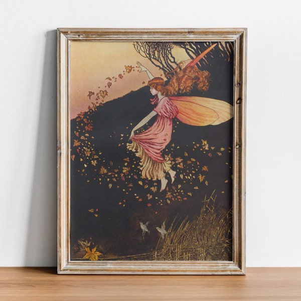 Vintage Antique Fairy Art, Reproduction Victorian Fairy Illustration, Ida Rentoul Outhwaite, Fine Art Print, Autumn Fairy