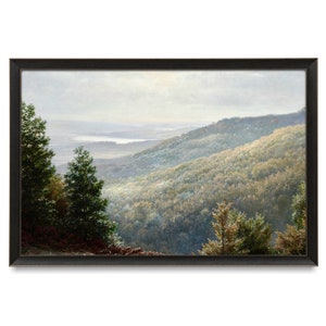 Misty Forest View Landscape Art Print, Landscape Painting of Trees, High Quality Art Print, Peaceful Landscape, Trees Art Print, Nature Art