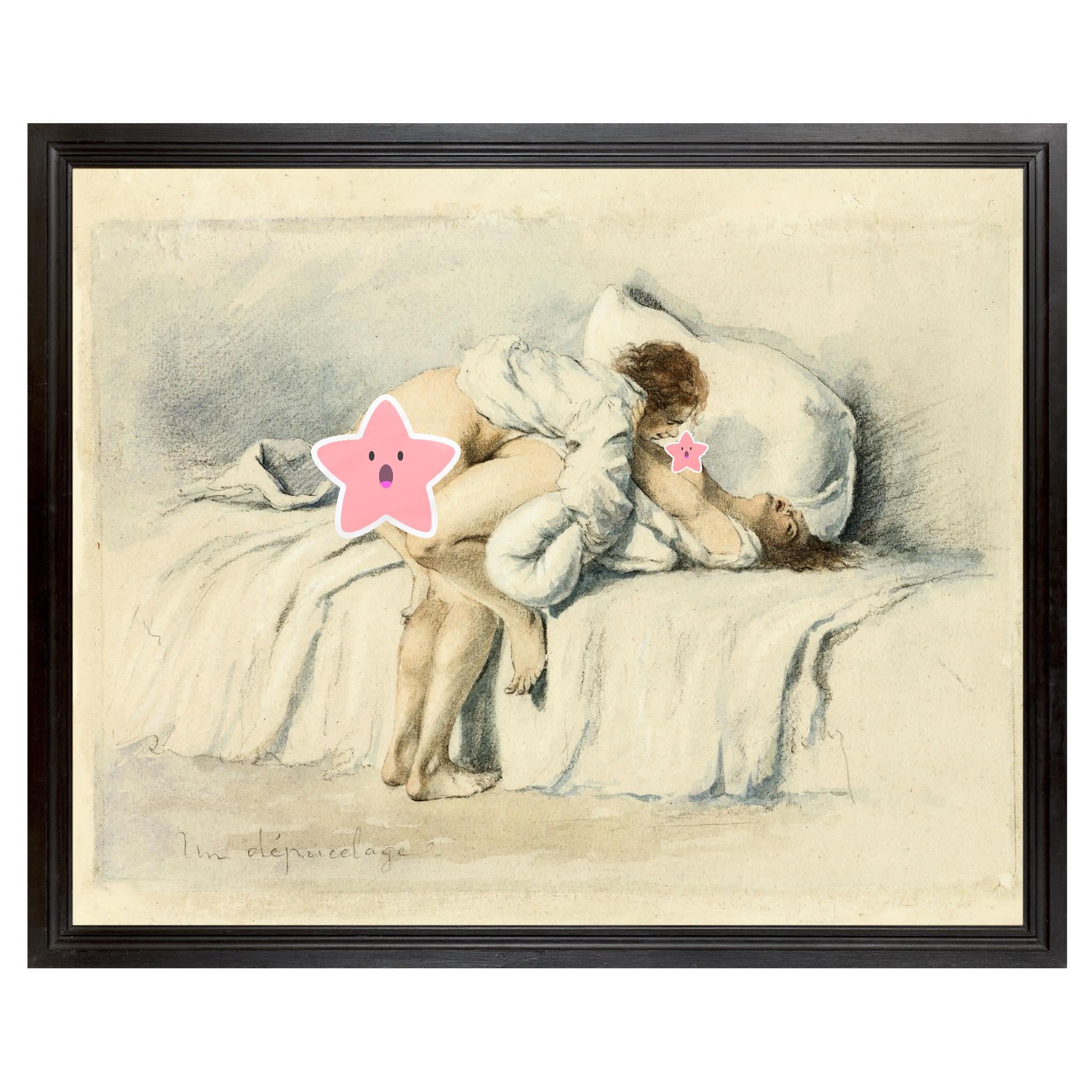 19th Century Erotic Art, Erotic Nude Drawing, Couple Having Sex, Lovers in Bed, Antique Erotica, Bedroom Art, Sexy Art, Mihaly Zichy