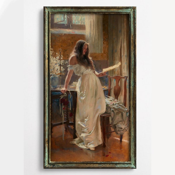 Sensual Beautiful Woman Reading a Letter in a Sunny Room, Herbert James Draper, High Quality Fine Art Print, Victorian Edwardian Art