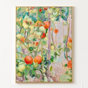 Garden Tomatoes, Painting of Tomato Plant, Pekka Halonen, High Quality Art Print, Vegetable Art, Kitchen Wall Decor, Vintage Painting