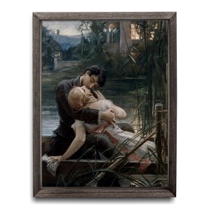 Lovers in the Small Boat aka Demon Love, Maximilian Pirner Art Print, Romantic Antique Art, Moody Sensual Art, Couple Kissing, Vintage Art image 4
