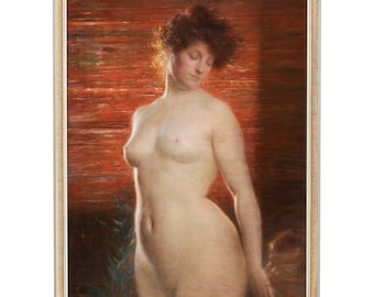 Lovely Victorian Female Nude, Sensual Antique Nude,  High Quality Fine Art Print, Tasteful Nude, Shy Woman, Bedroom Art, Lesbian Art