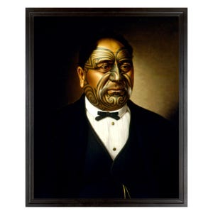 Portrait of Maori Man with Tattoos, 19th Century Painting Art Print,  Polynesian, New Zealand Wall Art, Gottfried Lindauer, Maori Art Print