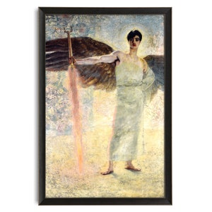 The Guardian of Paradise, Archangel Art Print,  Franz Von Stuck, Male Angel, Angel with Flaming Sword, Art Nouveau Impressionist Angel Decor