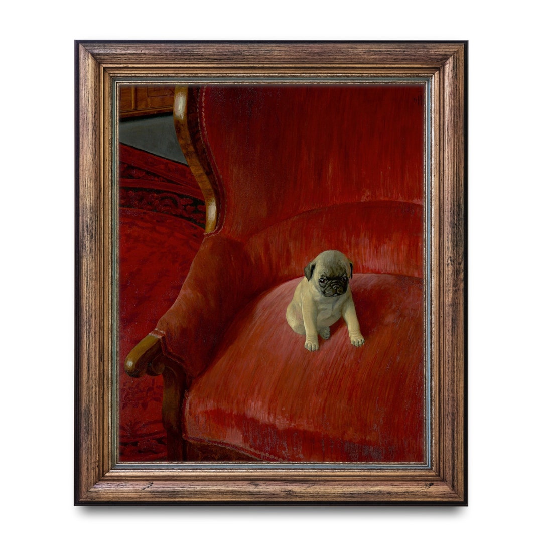 Pug Puppy Painting Vintage Art Antique Dog Art Antique Etsy