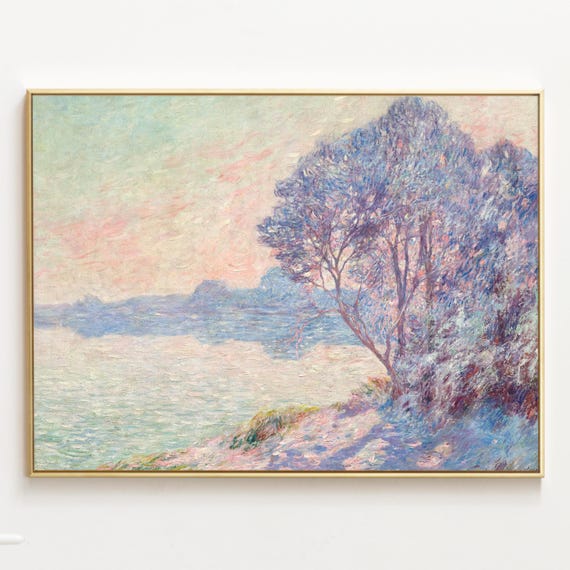 絵画 Winter  in pastel Pastel Impressionist Winter Landscape, Light Purple Painting Art