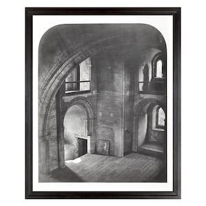 Interior Castle Ruins Art Print, Medieval Castle Art, 12th Century Castle, Hedingham Castle Essex England, Antique Drawing Art Print, Gray