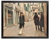Street in Venice, John Singer Sargent, 19th Century Italian Street Scene, Italian Painting, Soft Neutral Colors, Italy Art Print, Beige Art