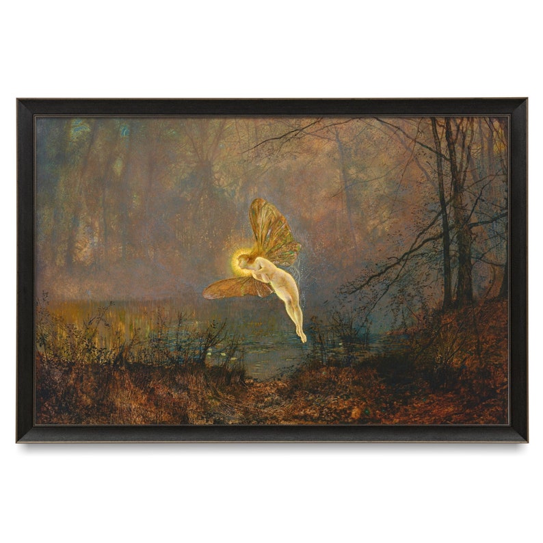 Victorian Fairy Painting, Midsummer Night, John Atkinson Grimshaw, Art Nouveau, High Quality Art Print, Fairy Art, Magical Night Painting image 1