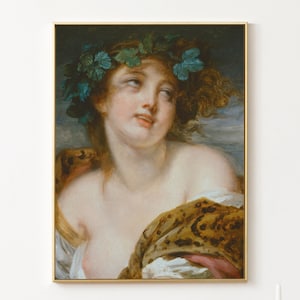 Bacchante, Classical Lusty Woman Painting, High Quality Fine Art Print, Antique French Painting, Jean-Baptiste Greuze, Greek Mythology
