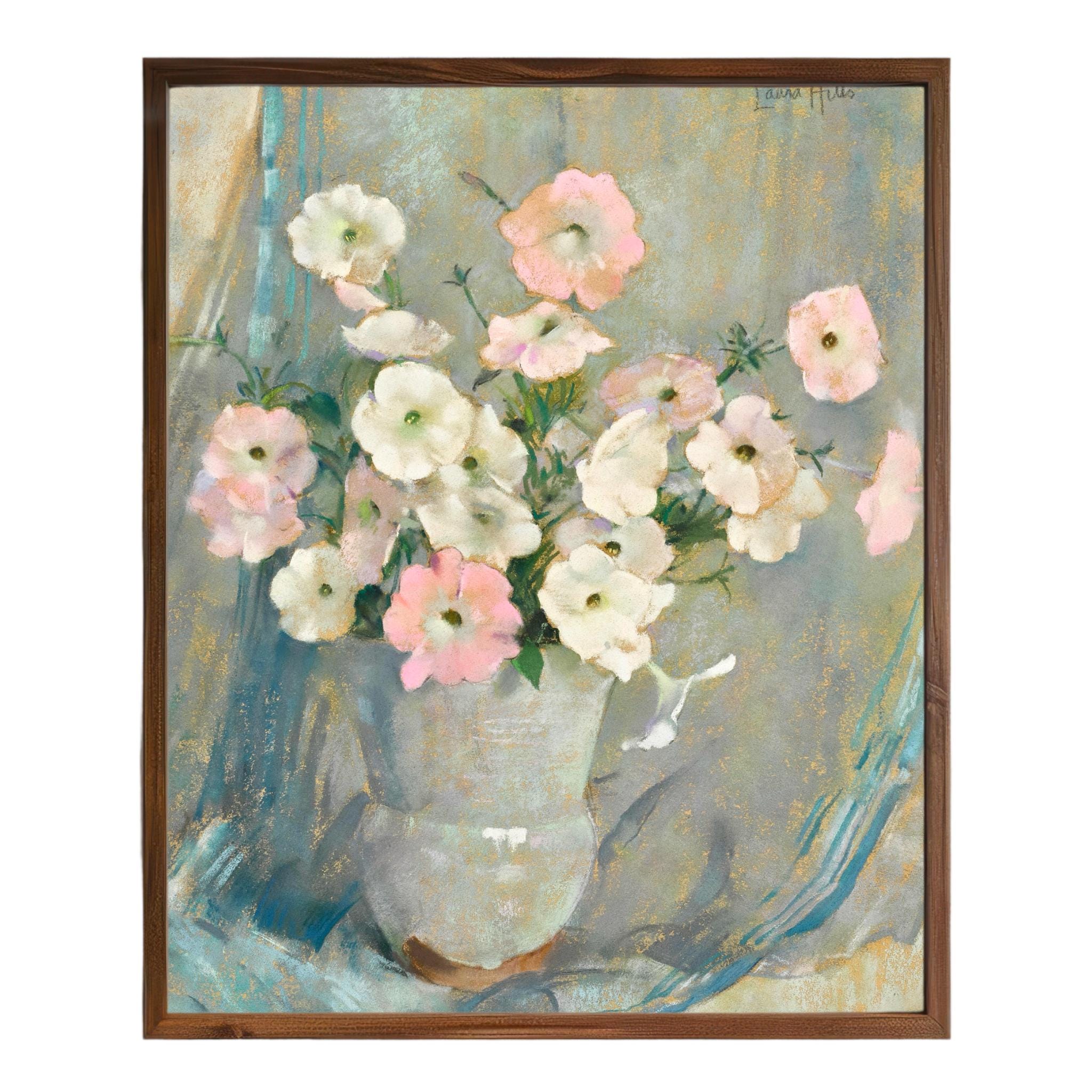 ローラ・クームス・ヒルズ ヴィンテージ ステンドグラス 花束 パステル画 絵画 Laura Coombs Hill - Etsy