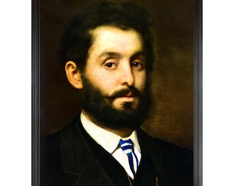 19th Century Portrait of Man with Beard, Victorian Man Portrait Painting Art Print, Handsome Male Art Print, Antique Art, Victorian Art