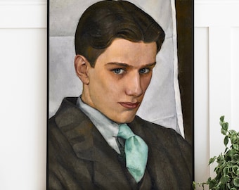 1920s Handsome Young Man Portrait, Vintage Man Portrait, High Quality Fine Art Print, Vintage Gay Male Art, Paul Cadmus, Luigi Lucioni