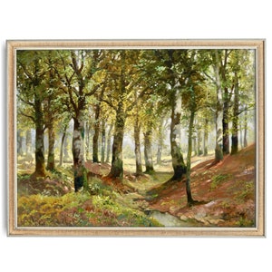 Sunny Woods Impressionist Painting, Forest Landscape, Vintage Landscape, High Quality Art Print, Birch Trees, Peaceful Landscape, Tree Art