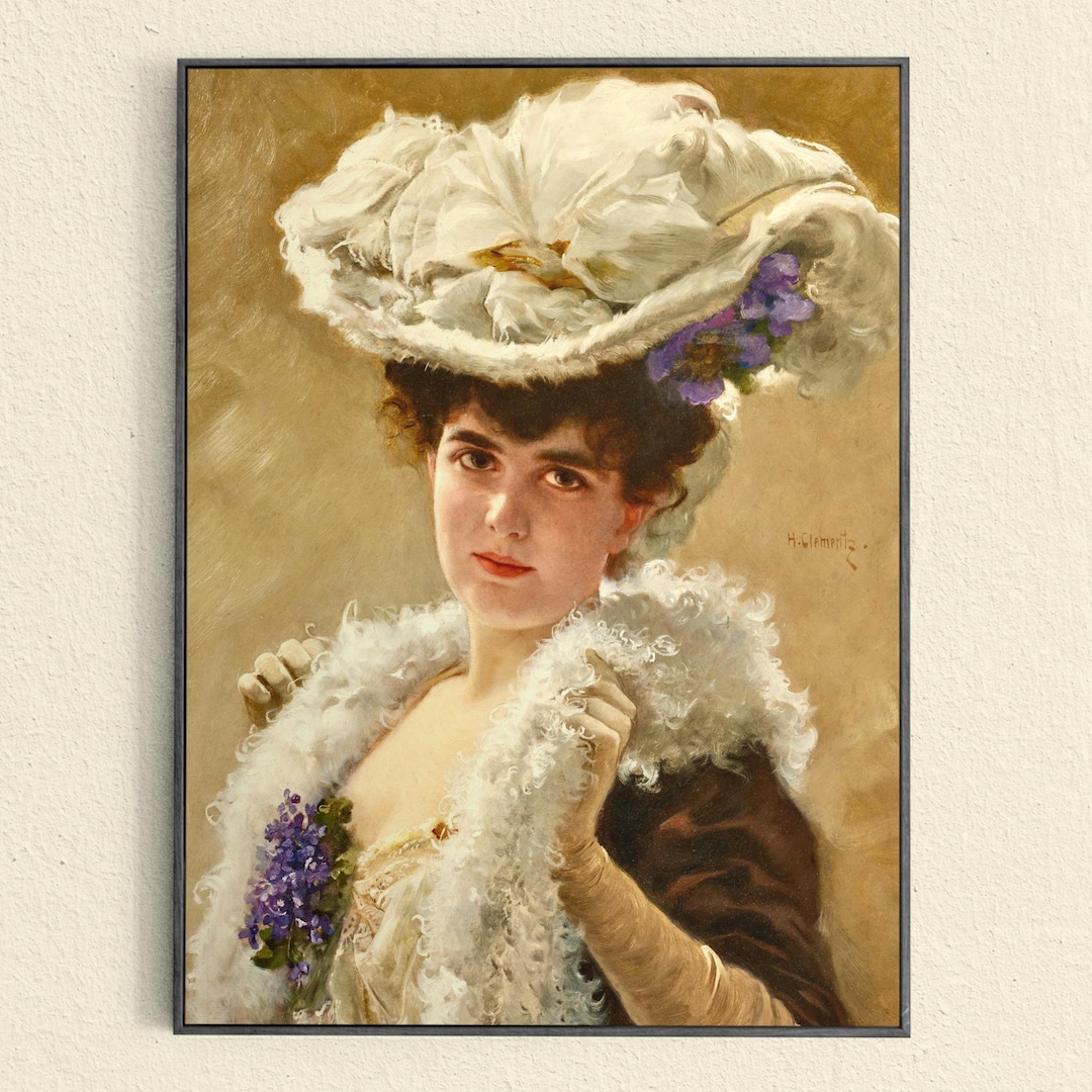 Lady With Hat and Boa, Late Victorian Early Edwardian Portrait, Lilacs ...